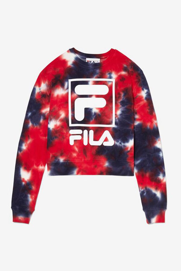 Fila Ashley Tie Dye Crewneck Women's Sweatshirts - Navy/Red,NZ 184-54381